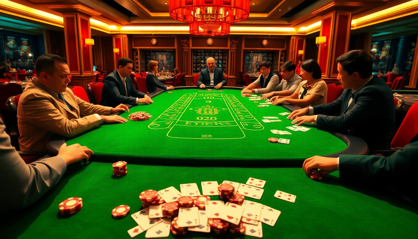 Experience the thrill of betting at https://nhacaiuytinvn.us.com/ with vibrant casino tables and engaging players.
