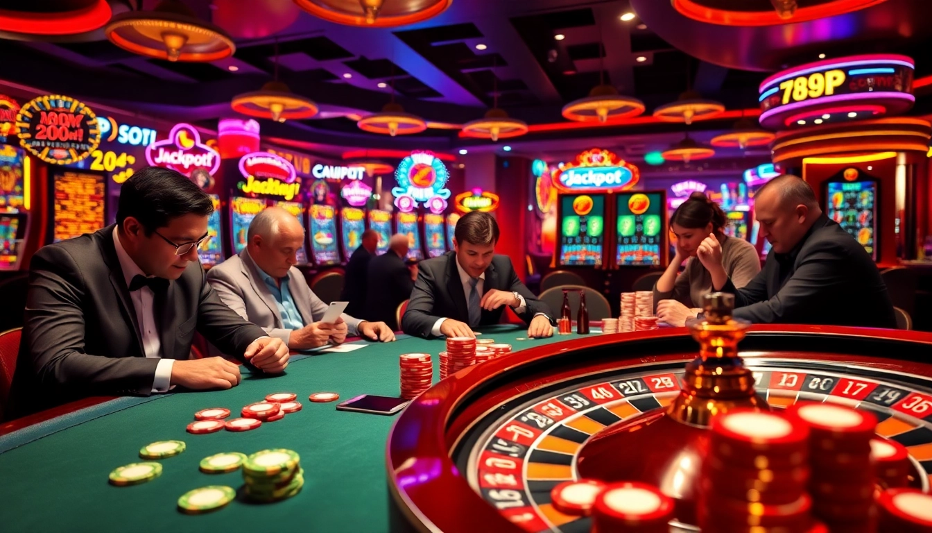 Betting at a high-stakes poker table in 789P's vibrant casino atmosphere.