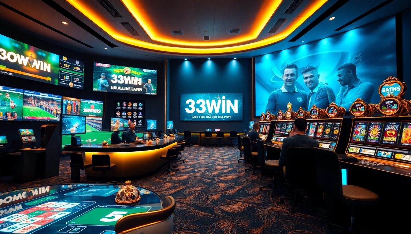 Explore the exciting online gaming experience at 33win with a dynamic interface showcasing diverse games and live betting.
