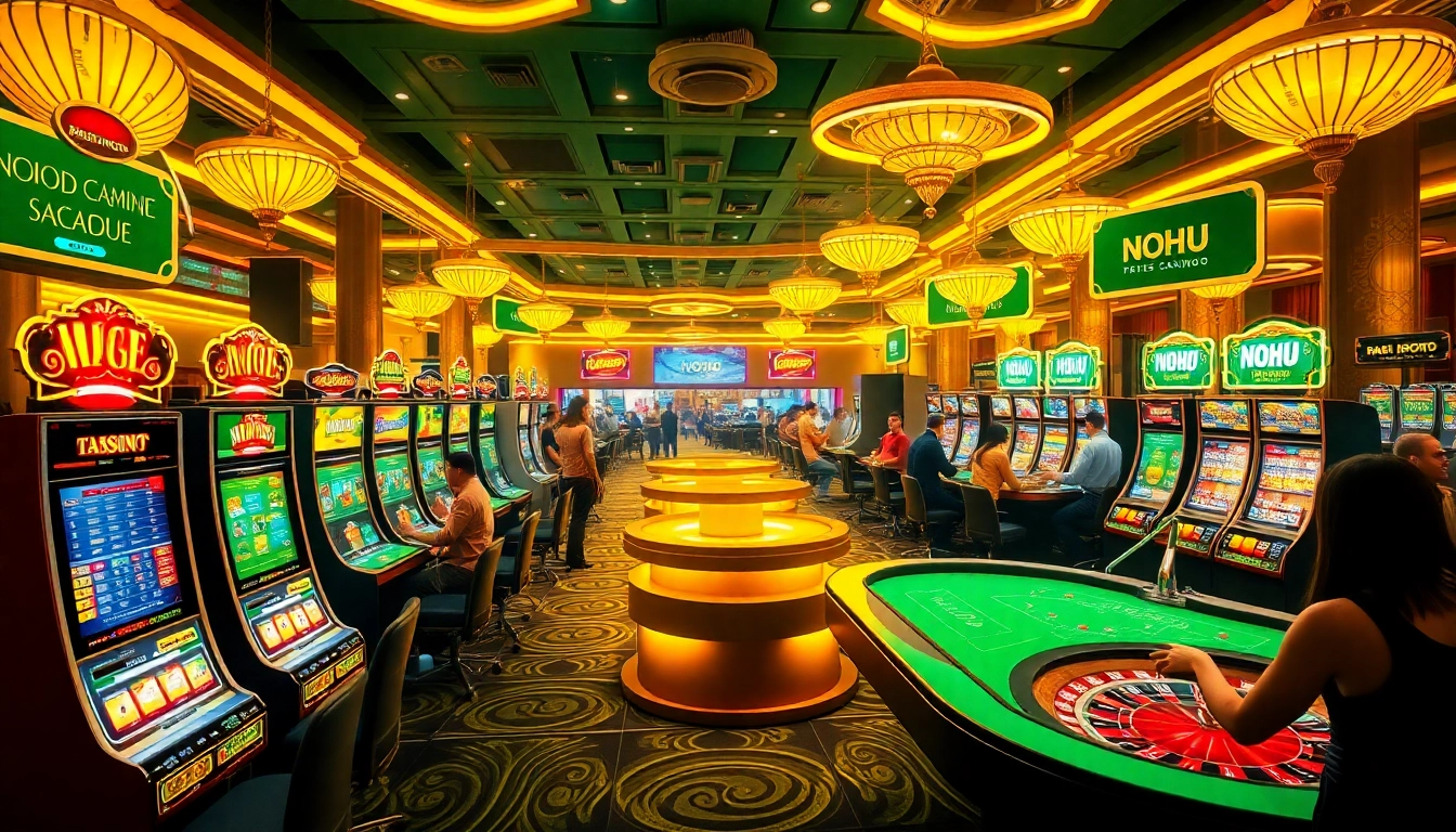 Experience the excitement at NOHU, where players enjoy slot machines and lively gaming action.