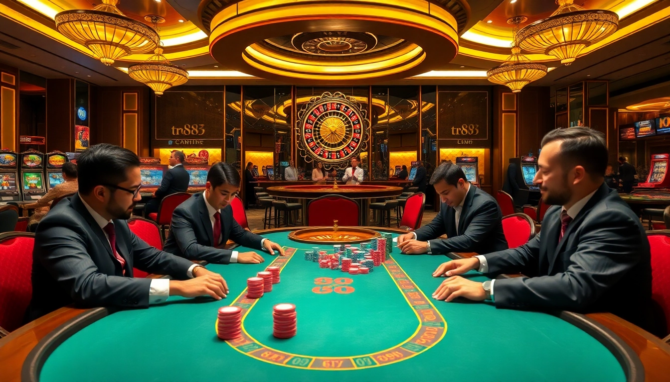 Exciting casino gaming experience at tr88 with poker and roulette action.