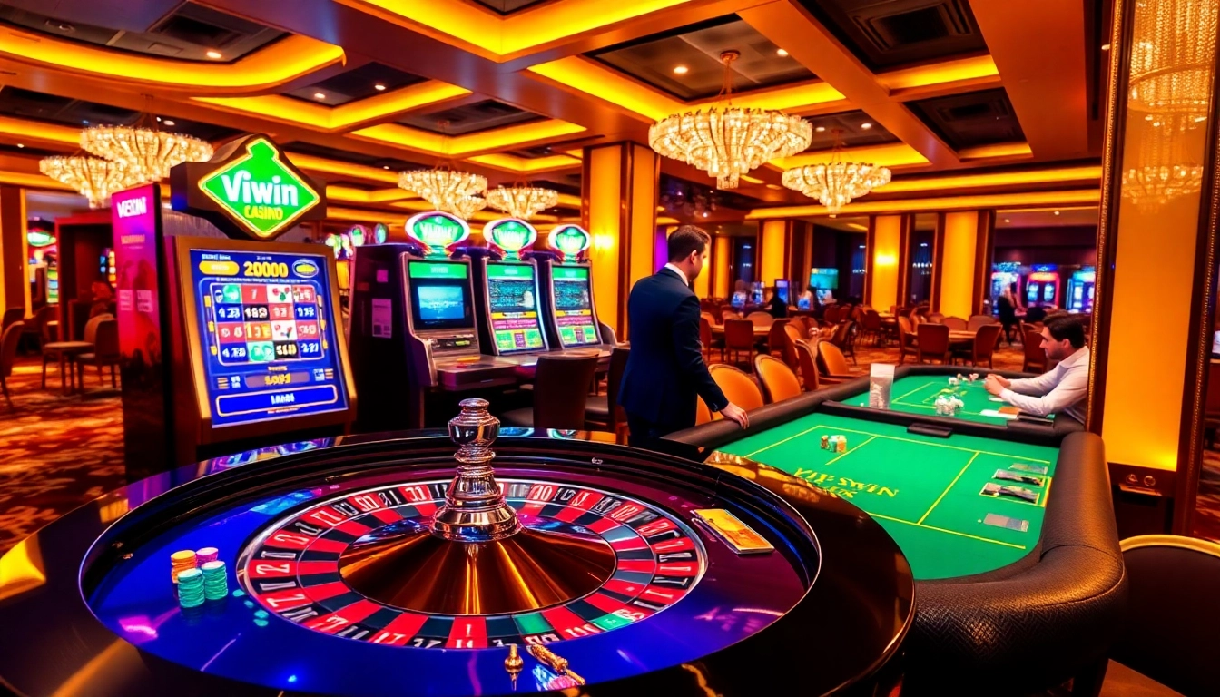 Experience thrilling gameplay at vipwin's luxurious casino tables with vibrant roulette and poker.
