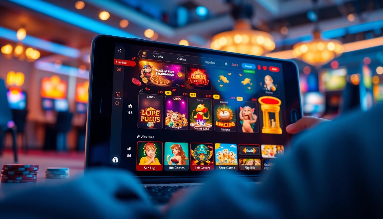 Sunwin gaming platform interface with vibrant games, inviting users to play and win rewards.