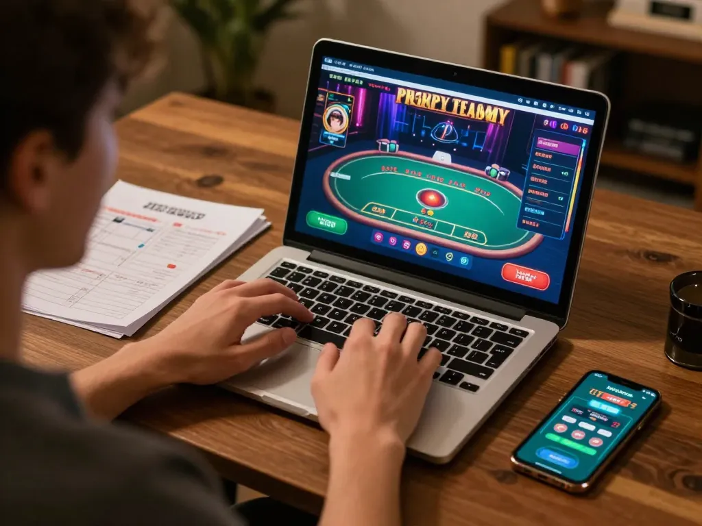 Player engaged in online blackjack game on laptop, TX88 casino interface displayed.