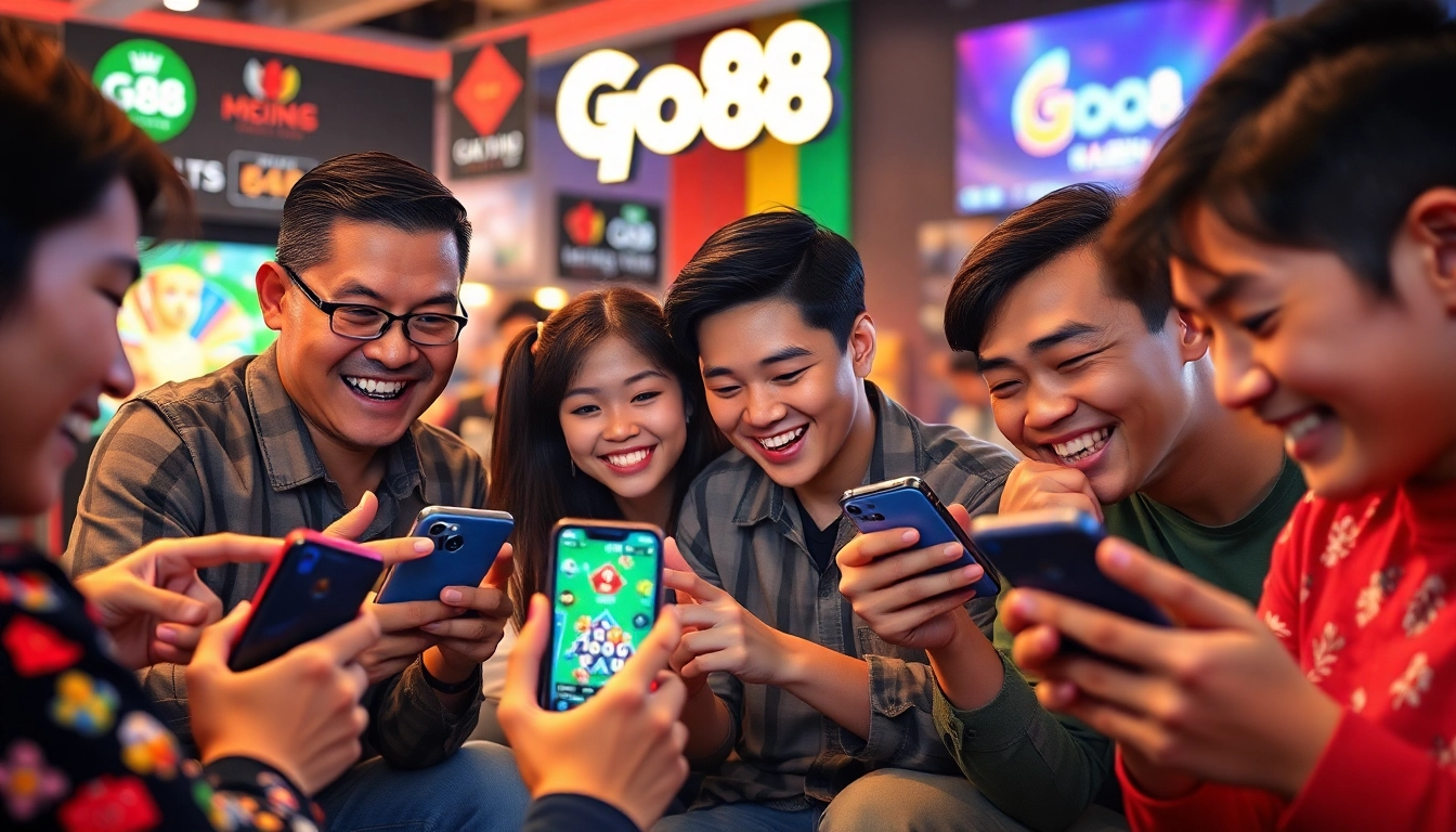 Exciting online gaming experience with Go88 app, highlighting diverse players engaged in thrilling games.